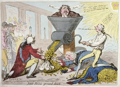 جون بول جراوند داون ، نشرته هانا همفري في عام 1795 (النقش الملون يدويًا) بواسطة جيمس جيلراي