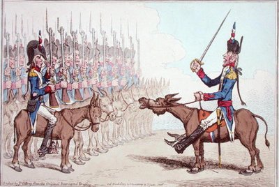 L'Infanterie Francaise en Egypte ، أو Le General l'Asne تحول إلى إبراهيم بك ، نشرته هانا همفري في عام 1799 (نقش ملون يدويًا) بواسطة جيمس جيلراي