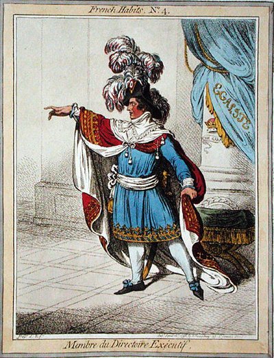 Membre du Directoire Executif ، اللوحة 4 من "العادات الفرنسية" التي نشرتها هانا همفري في عام 1798 (نقش ملون) بواسطة جيمس جيلراي