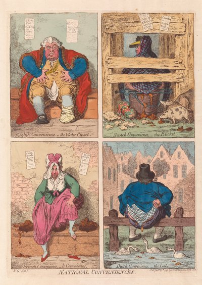 وسائل الراحة الوطنية، حانة. 1796 (نقش ملون باليد) بواسطة جيمس جيلراي