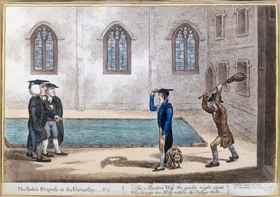 اللوحة 3 من "تقدم Rake&39;s في الجامعة" ، التي نشرتها هانا همفري في عام 1806 (النقش الملون يدويًا) بواسطة جيمس جيلراي