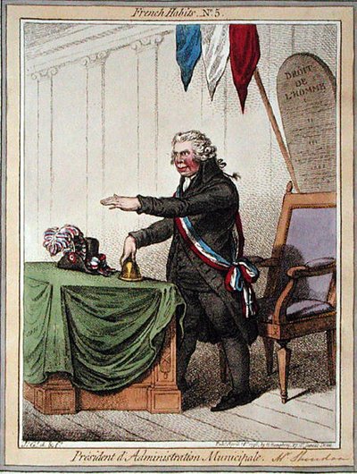 رئيس de l'Adminstration Municipale ، اللوحة 5 من "العادات الفرنسية" التي نشرتها هانا همفري في عام 1798 (نقش ملون) بواسطة جيمس جيلراي