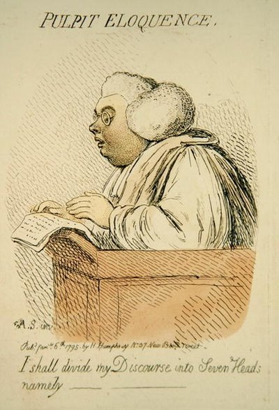Pulpit Eloquence ، الذي نشرته هانا همفري عام 1795 (نقش ملون يدويًا) (تفاصيل عام 191281) بواسطة جيمس جيلراي