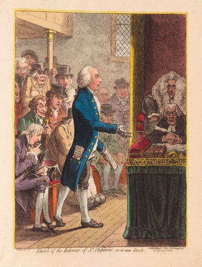 رسم تخطيطي للداخلية لسانت ستيفنز ، كما هو الحال الآن ، حانة. 1802 (نقش يدوي) بواسطة جيمس جيلراي