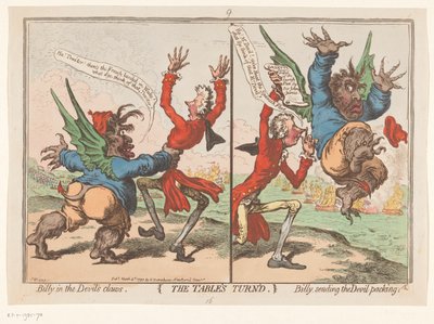 Spotprent op William Pitt en Charles Fox1797 تحول الجدول (العنوان على الكائن) بواسطة هانا همفري