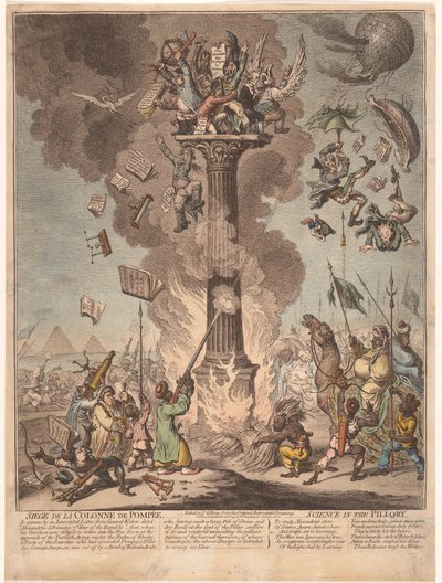 رسم كاريكاتوري في الرحلة الاستكشافية الفرنسية إلى مصر ، 1799 Siege de la Colonne de Pompee / العلوم في الحجرة (العنوان على الكائن) بواسطة جيمس جيلراي