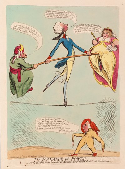 توازن القوى أو الأجيال القادمة من Chatham الخالد ، يتحول Posture Master ، pub. 1791 (نقش يدوي) بواسطة جيمس جيلراي