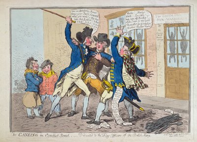 The Caneing in Conduit Street ، نشرته هانا همفري في عام 1796 (النقش اليدوي) بواسطة جيمس جيلراي