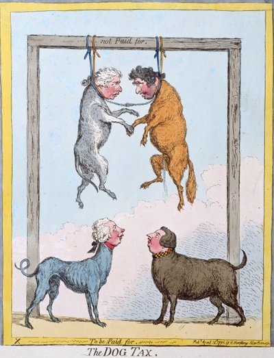 The Dog Tax ، نشرته هانا همفري في عام 1796 (النقش اليدوي) بواسطة جيمس جيلراي
