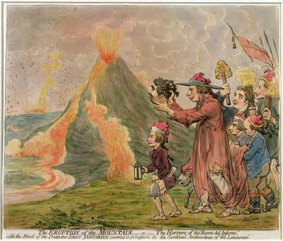 ثوران الجبل ، أو أهوال "بوكا ديل إنفيرنو" التي نشرتها هانا همفري عام 1794 (حفر يدوي اللون) بواسطة جيمس جيلراي