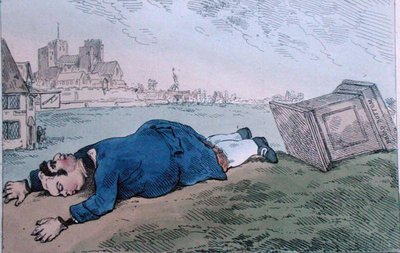 The Fall of Dagon ، أو Rare News for Leadenhall Street ، الذي نشره William Humphrey في عام 1784 (نقش ملون يدويًا) بواسطة جيمس جيلراي