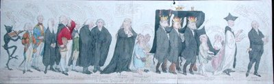 موكب جنازة الآنسة ريجنسي ، الذي نشرته SW Fores في عام 1789 (نقش ملون يدويًا) بواسطة جيمس جيلراي