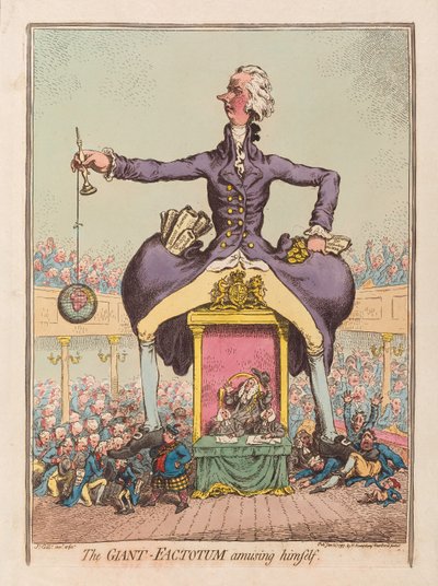 The Giant Factotum يسلي نفسه ، حانة. 1797 (نقش يدوي) بواسطة جيمس جيلراي