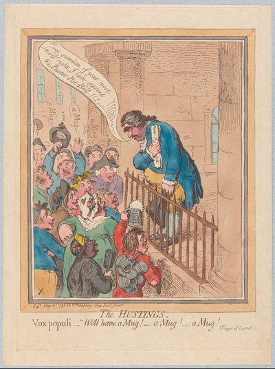 ذا هاستينغز. Vox Populi حسنا لديك كوب! كأس! مج! حانة. 1796 (نقش ملون) بواسطة جيمس جيلراي