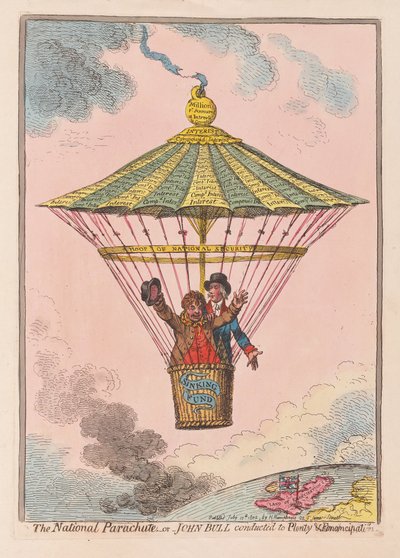 أجريت المظلة الوطنية أو جون بول إلى Plenty and Emancipation ، حانة. 1802 (نقش يدوي) بواسطة جيمس جيلراي