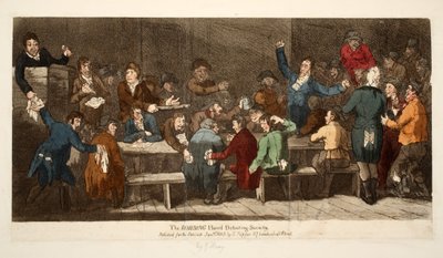 The ROBBING Hood Debating Society، pub S. Tipper، 1st January 1809 (نقش ملون باليد) بواسطة جيمس جيلراي