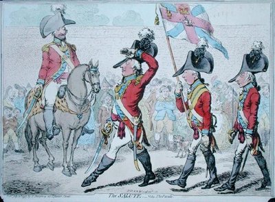 The Salute ، أو The Parade ، الذي نشرته هانا همفري في عام 1797 (نقش ملون يدويًا) بواسطة جيمس جيلراي