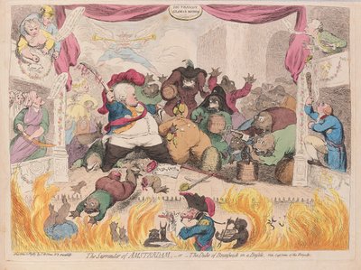 استسلام أمستردام أو دوق برونزويك في صخب ، حانة. 1787 (نقش ملون يدوي) بواسطة جيمس جيلراي
