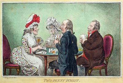 Two-Penny Whist ، نشرته هانا همفري في عام 1796 (النقش والحفر والنقش المائي والحمام على الورق) بواسطة جيمس جيلراي