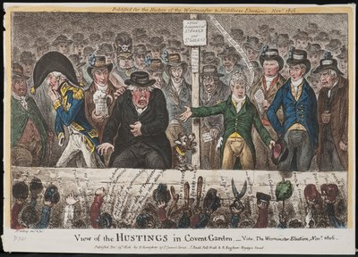 عرض من Hustings في كوفنت غاردن - فيدي. انتخابات وستمنستر ، نوفمبر 1806 بواسطة جيمس جيلراي