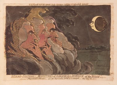 أخوات غريبات: وزراء الظلام: Minions of the moon ، حانة. 1791 (نقش يدوي) بواسطة جيمس جيلراي