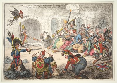 Westminster- المجندين بموجب قانون التدريب ، 1806 (النقش اليدوي) بواسطة James Gillray