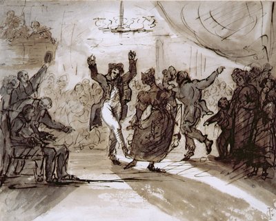 The Hunt Ball، c.1820 (قلم جاف وحبر بني داكن ويغسل على ورق) بواسطة جيمس جرانت