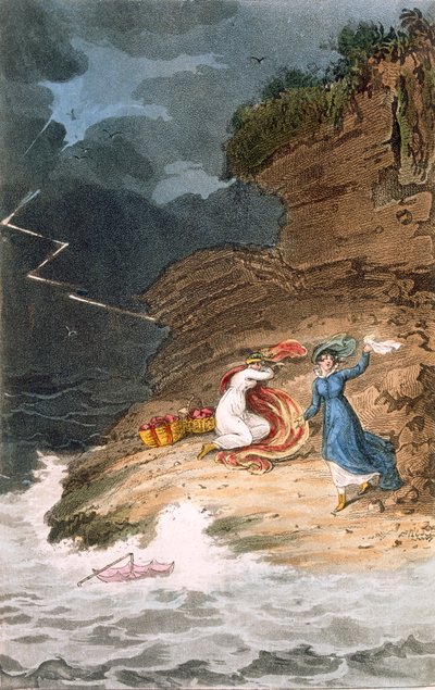 تقطعت السبل باثنين من ريجنسي بيل على الشاطئ الأمامي بسبب عاصفة ، 1795-1805. بواسطة جيمس جرين