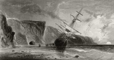 منتصف الليل في سبتمبر ، نقشها ج. أولمان ، من "الاستكشافات القطبية الشمالية في السنوات 1853 ، 54 ، 55" ، المجلد الأول ، من قبل الدكتورة إليشا كينت كين (1820-57) نشرت فيلادلفيا ، 1856 بواسطة جيمس هاميلتون