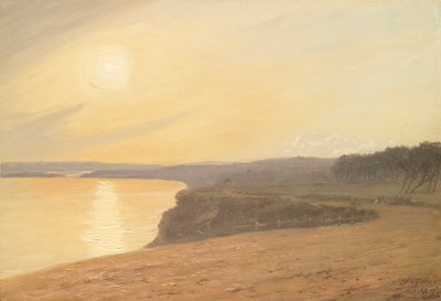 غروب الشمس ، بالقرب من بورنموث ، 1899 (زيت على البطاقة) بواسطة James Hayllar