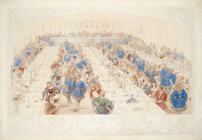 المأدبة ، 1839 (قلم رصاص ، مرحاض وجواش على ورق) بواسطة جيمس هنري نيكسون