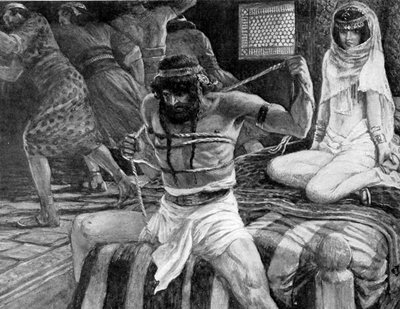 شمشون يكسر حباله بواسطة جي جيمس تيسو - الكتاب المقدس بواسطة جيمس جاك جوزيف (بعد) تيسو