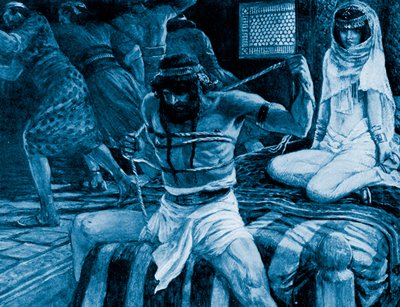شمشون يكسر حباله بواسطة جي جيمس تيسو - الكتاب المقدس بواسطة جيمس جاك جوزيف (بعد) تيسو