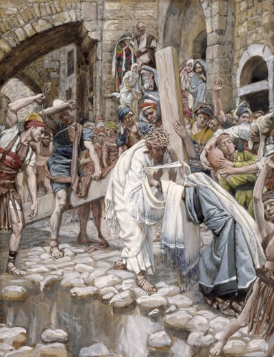 امرأة مقدسة تمسح وجه يسوع ، رسم توضيحي لحياة المسيح ، c.1886-94 (مرحاض وغواش على ورق مقوى) بواسطة جيمس جاك جوزيف تيسو
