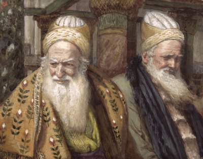 Annas and Caiaphas ، رسم توضيحي لحياة المسيح ، c.1886-94 (مرحاض وغواش على ورق مقوى) بواسطة جيمس جاك جوزيف تيسو