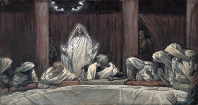 ظهر للواحد عشر وهم يجلسون في اللحم ، توضيح من حياة المسيح ، c.1884-96 (مرحاض وغواش على ورق مقوى) بواسطة جيمس جاك جوزيف تيسو