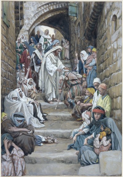في القرى تم تقديم المرضى له ، توضيح لحياة المسيح ، c.1886-94 (مرحاض وغواش على ورق مقوى) بواسطة جيمس جاك جوزيف تيسو