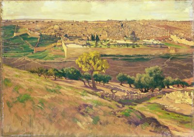القدس من جبل الزيتون ، c.1886-96 (الغواش على ورق مقوى) بواسطة جيمس جاك جوزيف تيسو