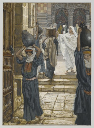 يحظر يسوع حمل الأحمال في الفناء الأمامي للهيكل ، صورة من حياة ربنا يسوع المسيح ، 1886-1894 (مرحاض فوق الجرافيت على الورق) بواسطة جيمس جاك جوزيف تيسو