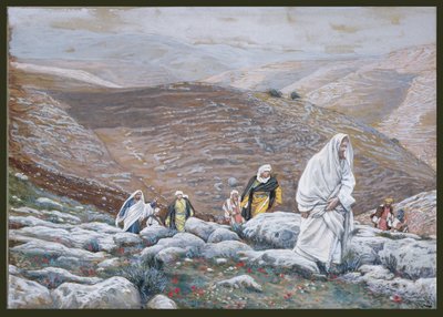 يسوع يصعد إلى أورشليم ، مثال لحياة المسيح ، c.1886-94 (مرحاض وغواش على ورق مقوى) بواسطة جيمس جاك جوزيف تيسو