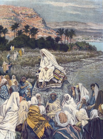 يسوع يعلّم على الشاطئ - تعليم يسوع على شاطئ البحر - من "" حياة ربنا يسوع المسيح "- ١٨٩٩ بقلم جيمس تيسو - حياة ربنا يسوع المسيح ، بقلم جاك جوزيف (جاك جوزيف) تيسو ديت جيمس تيسو (1836-1902) بواسطة جيمس جاك جوزيف تيسو