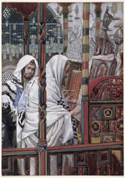 تعليم يسوع في الكنيس ، توضيح لحياة المسيح ، c.1886-94 (مرحاض وغواش على ورق مقوى) بواسطة جيمس جاك جوزيف تيسو