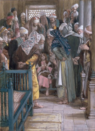 يسوع وسط الأطباء ، رسم توضيحي لحياة المسيح ، c.1886-96 (غواش على ورق مقوى) بواسطة جيمس جاك جوزيف تيسو