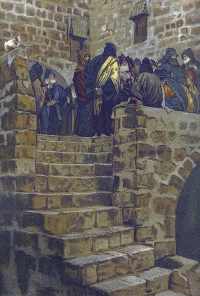 La المداولة nefaste de Joseph Caiphe - المستشار الشرير لقيافا - من "" حياة ربنا يسوع المسيح "- 1899 بقلم جيمس تيسو - La vie de notre seigneur يسوع المسيح ، بقلم جاك جوزيف (جاك جوزيف) تيسو ديت جيمس تيسو (1836-1902) بواسطة جيمس جاك جوزيف تيسو