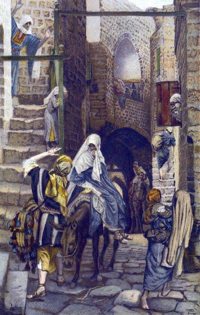 القديس يوسف يبحث عن مأوى في بيت لحم - القديس يوسف يبحث عن مأوى في بيت لحم - من "" حياة ربنا يسوع المسيح "- 1899 بقلم جيمس تيسو - القديس يوسف يبحث عن مأوى في بيت لحم - حياة ربنا يسوع المسيح ، بواسطة جاك جوزيف (جا بواسطة جيمس جاك جوزيف تيسو
