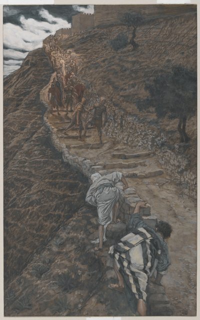 القديس بطرس والقديس يوحنا يتبعان من بعيد ، رسم توضيحي من حياة ربنا يسوع المسيح ، 1886-1894 (مرحاض على الجرافيت على ورق) بواسطة جيمس جاك جوزيف تيسو