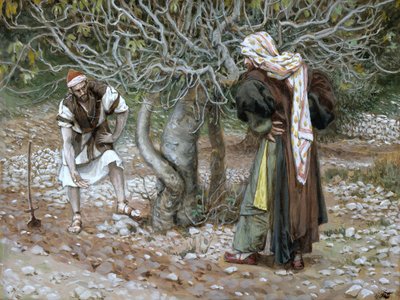 شجرة التين Barren ، توضيح لحياة المسيح ، c.1886-94 (مرحاض وغواش على ورق مقوى) بواسطة جيمس جاك جوزيف تيسو