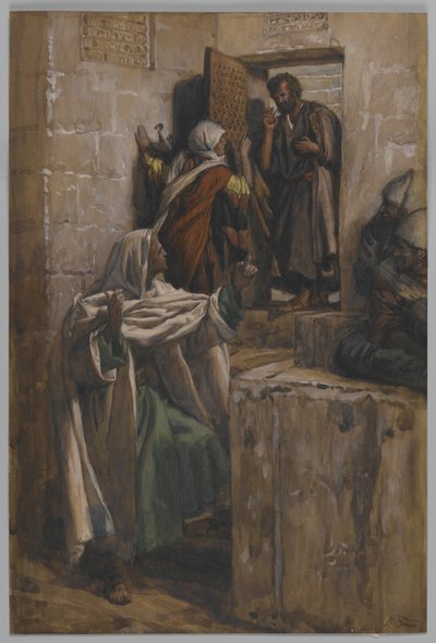 إنكار القديس بطرس الأول ، توضيح من حياة ربنا يسوع المسيح ، 1886-1894 (مرحاض فوق الجرافيت على الورق) بواسطة جيمس جاك جوزيف تيسو
