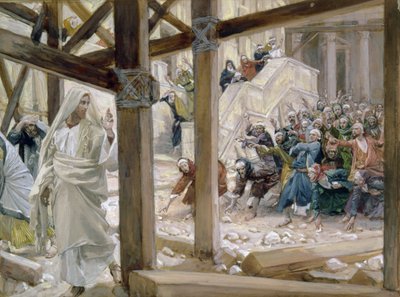 قام اليهود برفع الأحجار لإلقاء عليه ، مثال لحياة المسيح ج .1886-96 (غواش على ورق مقوى) بواسطة جيمس جاك جوزيف تيسو