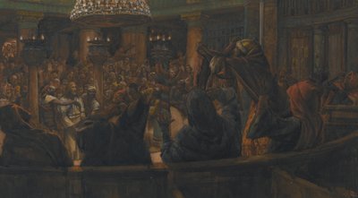 عباءة ممزقة - يسوع أدان اليهود بالموت ، مثال من حياة ربنا يسوع المسيح ، 1886-1894 (مرحاض فوق الجرافيت على الورق) بواسطة جيمس جاك جوزيف تيسو